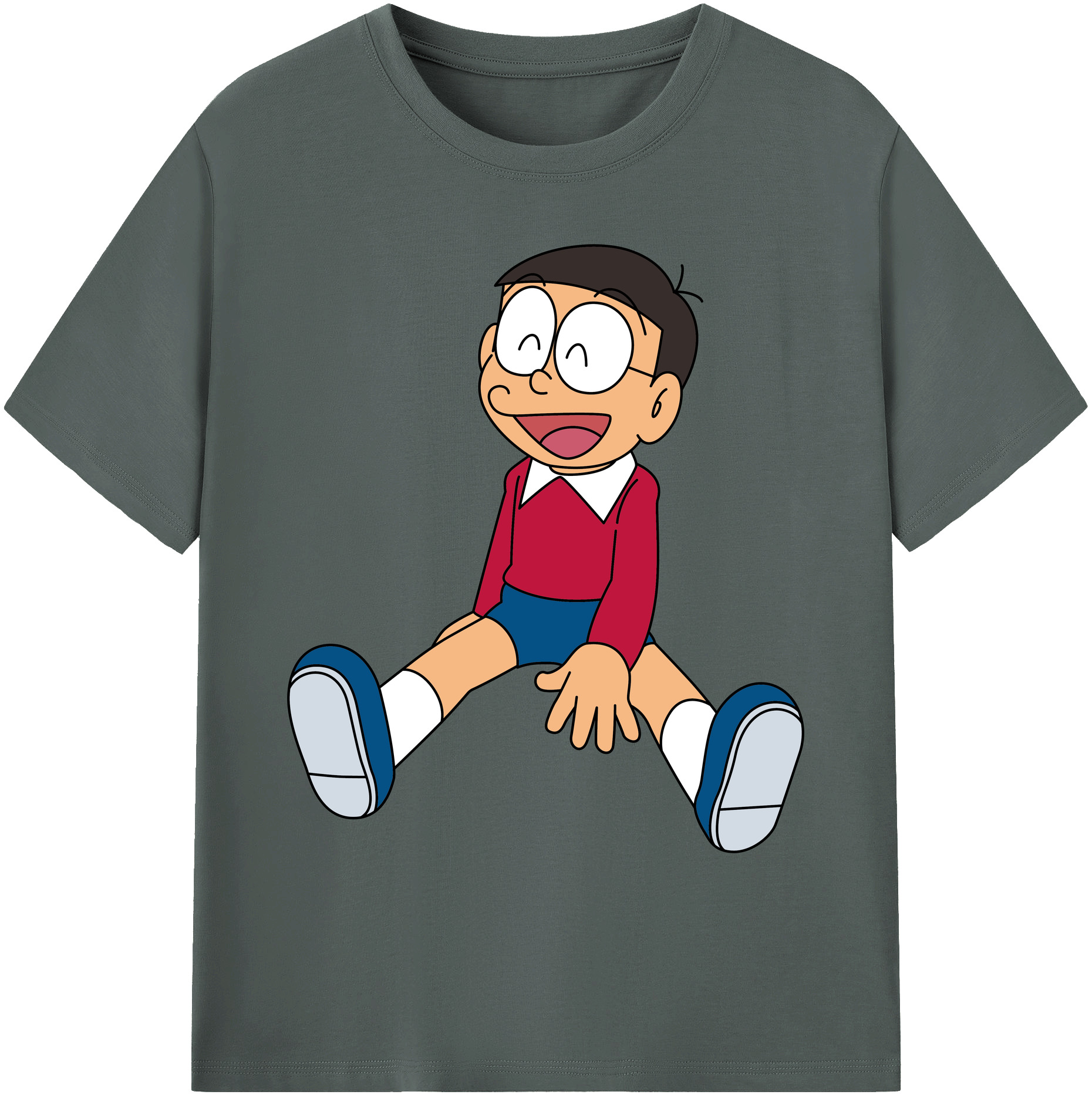 （画像用） ドラえもん 野比 のび太 Doraemon Nobita Nobi 綿100％ メンズ半袖Tシャツ｜肌触りやわらか＆通気性